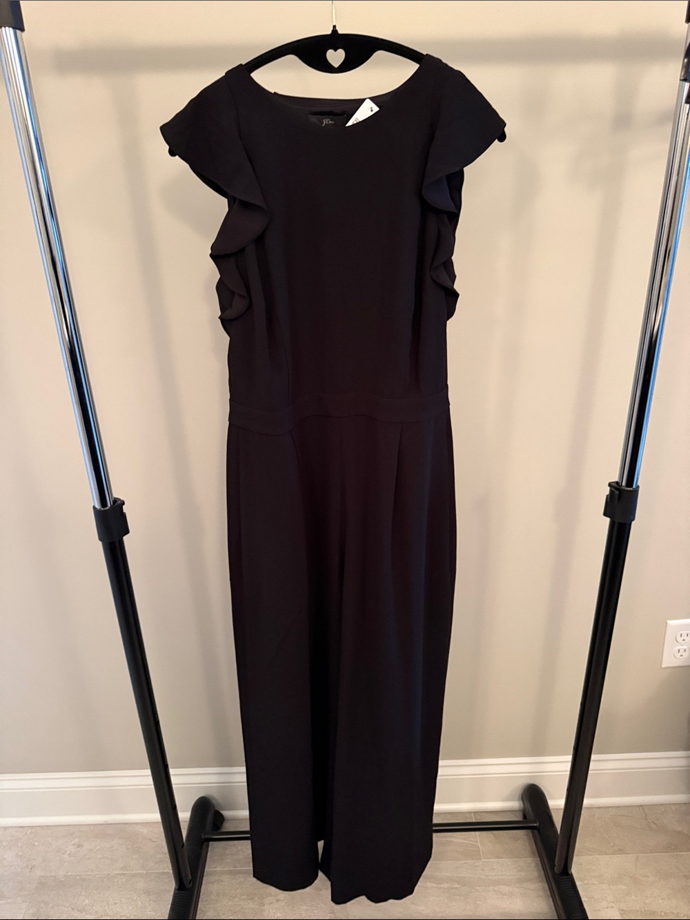 J. Crew Black Ruffle-Sleeve Maxi Dress